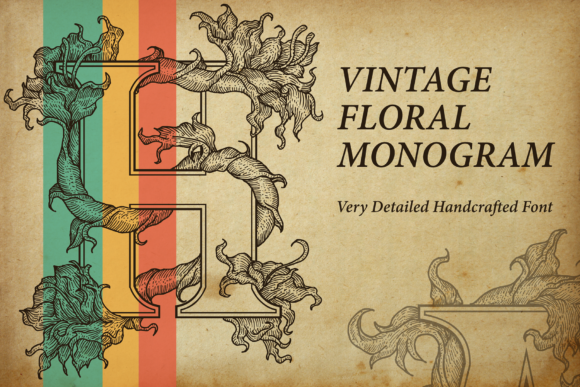 Vintage Floral Monogram: A Timeless Display Font for Creative Makers
